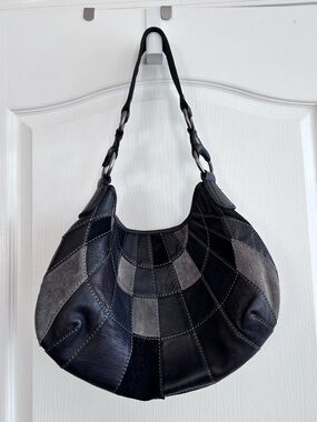 Lucky Brand Vintage Patchwork Leather Hobo Bag - Black & Gray
